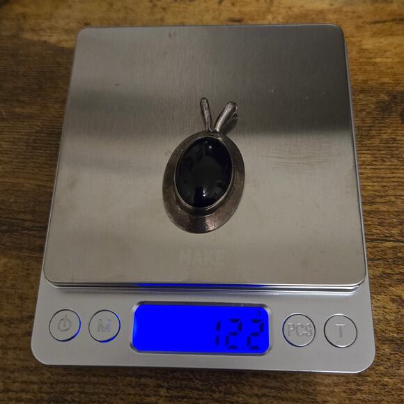 Vintage Robert Nillson Signed Sterling Silver & Black Onyx Modernist Pendant - Picture 4 of 16